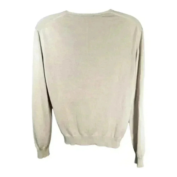 Lanvin Sweater Pullover Beige Tan Men's Medium Long Sleeve V-Neck Silk Cotton - Picture 4 of 5